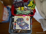 (SEC3 FLOOR) 2 BASKET LOT: HANGERS. TRAVEL ORGANIZER IN ORIGINAL BOX. RIBBON. AND MORE!