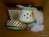 (SEC3 FLOOR) 2 BOX LOT: PICTURE FRAMES, CANDLE SHADE. SCARECROW FIGURE. SIPPLE JOINT SUPPLEMENTS.