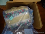 (CENTER LEFT) BOX LOT OF PILLOWS. INCLUDES A BANKET IN PROTECTIVE BAG.