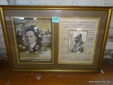 (LEFT SIDE WALL) FRAMED AND MATTED PRINT OF AL JOLSON AND MUSIC SHEET TO 