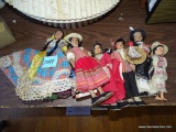 (END OF TBL SEC2) LOT OF 7 HANDMADE SOUTH AMERICAN DOLLS (SOME SALVIDOR, SOME PARAGUAY. AND MORE!)