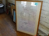 (LEFT SIDE WALL) FRAMED AND MATTED PRINT OF OYSTER BAY/FARMINGDALE/QUEENS COUNTY MAP, 20