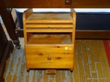 (ROW2, BACK) PINE STORAGE SHELF WITH 1 LOWER DRAWER AND 1 SLIDEOUT PULL: 14