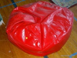 (CENTER) RED VINYL BEANBAG CHAIR