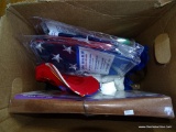 (UNDR TBL SEC2 L) BOX LOT: AMERICAN FLAG IN ORIGINAL PACKAGE, DOG TOYS, XL 2 PLY NYLON COLLAR, BRAND