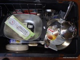 (UNDR TBL SEC2 L) LARGE TUB LOT: FRENCH FRY MAKER, GOOD GRIPS COLANDER, COFFEE POT, BRAND NEW T-FAL