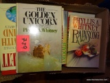 (UNDR TBL SEC1 L) BOX LOT OF NOVELS: GONE WITH THE WIND. THE GOLDEN UNICORN. PHYLLIS A. WHITNEY. AND