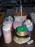 (TBL SEC3 R) LOT OF FLORAL DECORATING ITEMS: PETAL PORCELAIN SETTING AGENT. TRINKET BOXES WITH