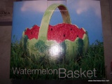 (TBL SEC3 L) 2 ITEM LOT: WATERMELON BASKET BRAND NEW IN THE BOX AND A FLORAL BOUQUET 4 SECTION