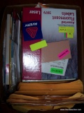 (UNDR TBL SEC3 L) BOX LOT OF OFFICE SUPPLIES: MOSTLY PAPER. MANILLA FOLDERS. AND MORE!