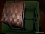 (UNDR TBL SEC3 L) STORAGE BOX CONTAINING A LARGE PICNIC BASKET AND A WINE BOTTLE HOLDER.