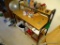 (3RD FLR) OAK AND METAL DESK WITH SLIDE OUT KEYBOARD TRAY, 2 SHELVES FOR STORAGE ON THE RIGHT SIDE,