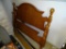 (3RD FLR) OAK CANNONBALL POST QUEEN SIZE HEADBOARD AND FOOTBOARD WITH METAL RAILS: 63