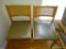 (BN) PAIR OF LIGHT OAK CHAIRS WITH WICKER BACKS AND OLIVE GREEN VINYL SEATS, 18