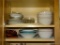 (K CAB) LOT OF EVERYDAY DISHWARE, INCLUDING 2 SETS OF MATCHING DINNER PLATES, SALAD PLATES, BOWLS,