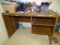 (BR1) OAK FINISH DESK WITH 2 SHELVES ON THE RIGHT SIDE FOR STORAGE: 41.5