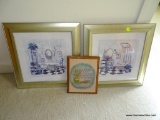 (MBR) PAIR OF FRAMED AND MATTED BATHROOM PRINTS IN SILVER TONED FRAMES: 15