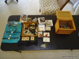(MBR) MEDIUM SIZED LOT OF COSTUME JEWELRY: NECKLACES. BRACELETS. PINS. WATCHES. AND MORE!