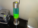 (3RD FLR) BRUSHED METAL FINISH LAVA LAMP WITH GREEN-YELLOW CONTENTS