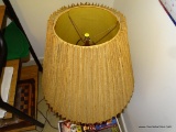 (3RD FLR) MID-CENTURY MODERN LAMP WITH WOVEN PATTERN. HAS SHADE AND FINIAL: 37