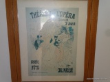 (UP) FRAMED AND MATTED ADVERTISING POSTER FOR THEATRE DE L'OPERA SAMEDI 7 JANVIER. IN MAPLE FRAME: