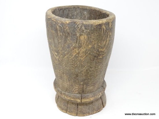 MORTAR, CARVED HARD WOOD, APPROXIMATELY 10? H, MID 20TH CENTURY, ESTIMATED VALUE $30.00-$100.00