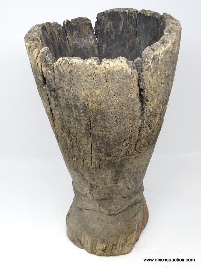 MORTAR, CARVED HARD WOOD, APPROXIMATELY 24.5? H, MID 20TH CENTURY, ESTIMATEDVALUE, $30.00-$100.00
