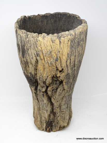 MORTAR, CARVED HARD WOOD, APPROXIMATELY 19.5? H, MID 20TH CENTURY, ESTIMATED VALUE $40.00-$200.00