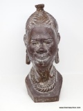 BUST, APPROXIMATELY 18? H, BRAIDED HAIR IN BUN, ELABORATE BEADED NECKLACE, ARTIST LOVEMORE,