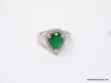 .925 STERLING LADIES 2 CT PEAR SHAPED EMERALD RING, SIZE 7