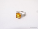 .925 STERLING LADIES 3 CT CITRINE RING, SIZE 8