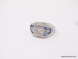 .925 STERLING LADIES 3CT SAPPHIRE AND GEMSTONE RING, SIZE 8