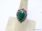 .925 STERLING SILVER AMAZING FACETED DETAILED AFRICAN NATURAL EMERALD SIZE 6.5 RING, RETAILS FOR