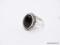 .925 STERLING SILVER PRETTY DETAILED BLACK ONYX CABOCHON RING, SIZE 7, RETAILS FOR $69.00.