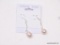 .925 STERLING SILVER GORGEOUS 7-8CM DROP WHITE FRESHWATER PEARL CHAIN EARRINGS, RETAILS FOR $69.00