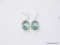 .925 STERLING SILVER 1 1/8 FACETED APATITE EARRINGS, RETAILS FOR $49.00