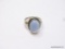 .925 STERLING SILVER PRETTY WHITE BAND BLUE LACE CABOCHON RING, SIZE 7, RETAILS $69.00