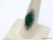 .925 STERLING SILVER FACETED LARGE DETAILED AFRICAN NATURAL EMERALD RING SIZE 8.5, RETAILS FOR
