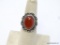 .925 STERLING SILVER DETAILED CABOCHON CARNELIAN RING, SIZE 6, RETAIL $59.00