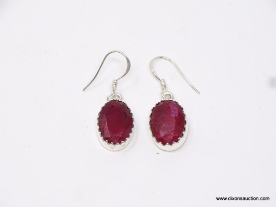 .925 STERLING SILVER 1 1/8" AMAZING NATURAL DETAILED AFRICAN RED RUBY EARRINGS. RETAILS FOR $69.00