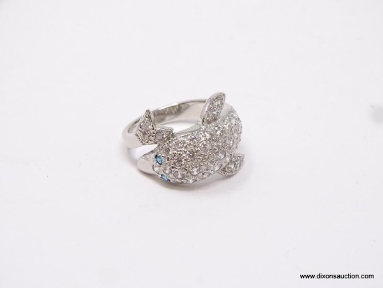 .925 STERLING SILVER AAA TOP QUALITY DESIGNER RING, ASTONISHING 39PCS OF WHITE SAPPHIRES WITH 2PCS