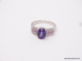 .925 STERLING SILVER AAA TOP QUALITY AND STUNNING BLUE/PURPLE SAPPHIRE MAIN STONE, FACETED, WITH 240