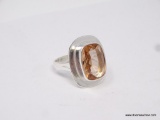 .925 STERLING SILVER AMAZING LARGE DETAILED FACETED MORGANITE RING, SIZE 8.75, RETAILS $69.00