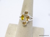 .925 STERLING SILVER AMAZING FACETED 4-STONE CITRINE RING, SIZE 7, RETAIL IS $49.00