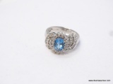.925 STERLING SILVER AMAZING AAA TOP QUALITY 1.35CT OVAL FACETED SWISS BLUE TOPAZ SURROUNDED WITH