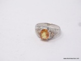 .925 STERLING SILVER BEAUTIFUL TOP QUALITY AAA 3.0CT OVAL FACETED GOLDEN YELLOW SAPPHIRE CENTER