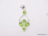 .925 STERLING SILVER BEAUTIFUL FACETED PERIDOT PENDANT, RETAILS $59.00