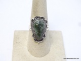 .925 STERLING SILVER AMAZING LARGE SERAPHINITE GEMSTONE RING, SIZE 8.5, RETAILS AT $89.00