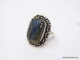 .925 STERLING SILVER AMAZING LARGE DETAILED BLUE FIRE LABRADORITE SIZE 8 RING, RETAILS FOR $79.00