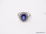 .925 STERLING SILVER AAA TOP QUALITY 4.50CT KASHMIR FACETED OVAL CUT BLUE SAPPHIRE MAIN STONE, WITH